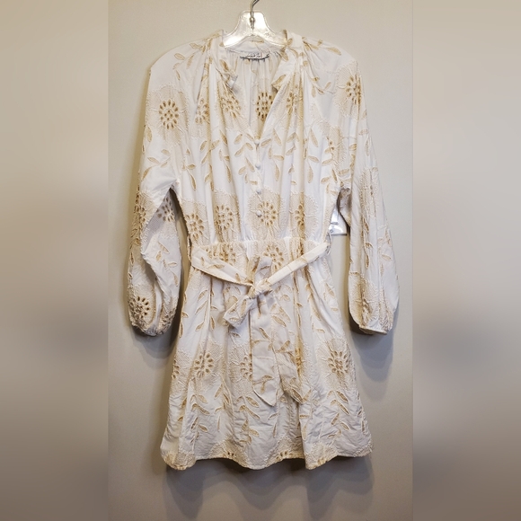 Linea Moda Dresses & Skirts - 285. LINEA MODA White Sand Embroidered Mini Dress